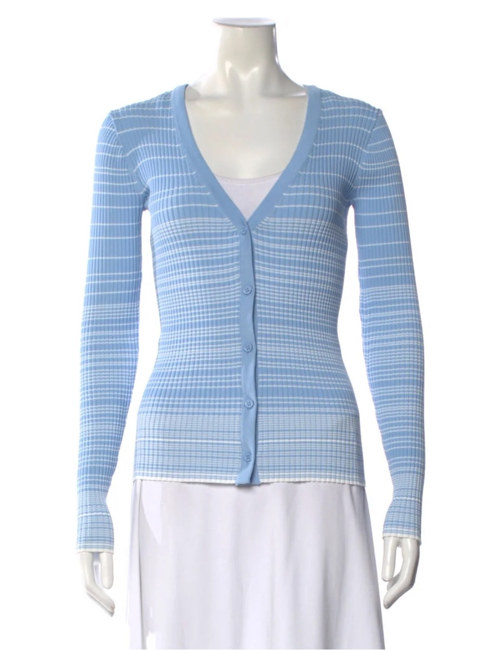 STAUD Cargo Sweater in Light Blue Stripe
